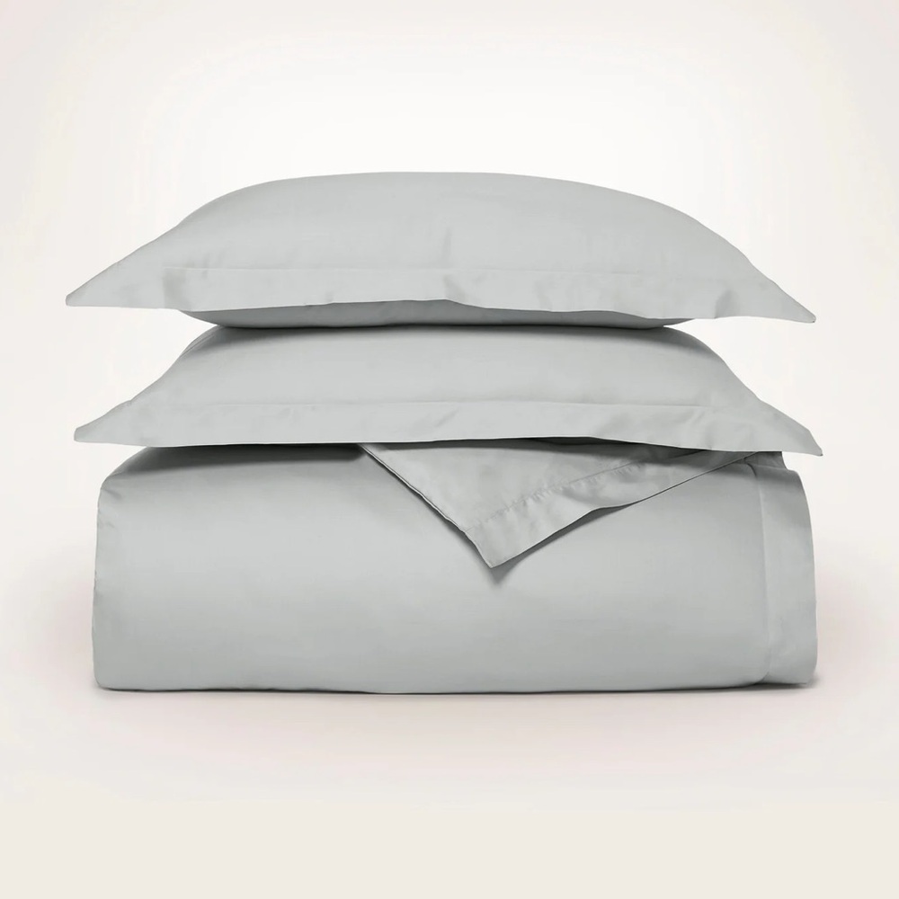 Boll & Branch Signature Hemmed Duvet Cover Set Cotton Bloom White Beige Oak